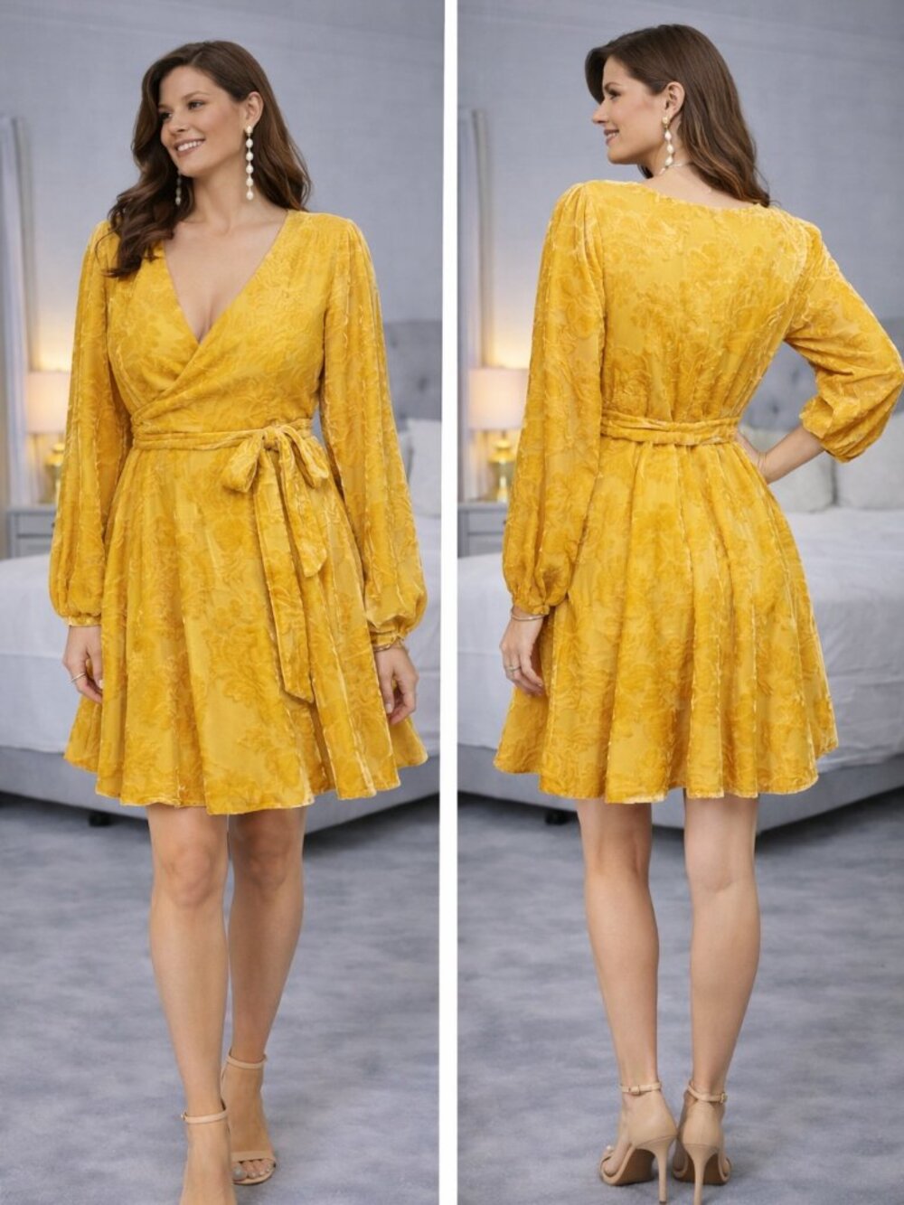 NWT Yumi Kim Royalty Dress in Gold Velvet Burnout $238